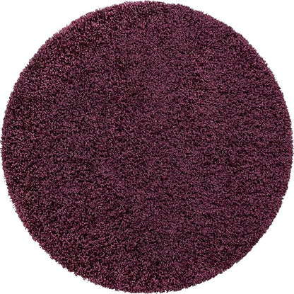 Unique Loom Solid Shag Collection Area Rug (4' 1" Round, Eggplant Purple)