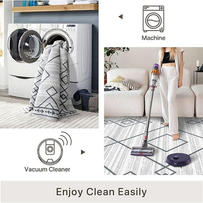 6x9 Area Rug, Ultra-Soft Washable Rug for Living Room, Dinner Room, Bedroom, Non-Slip Modern Westren Rug, Indoor Carpet Large Area Rug, Checkered