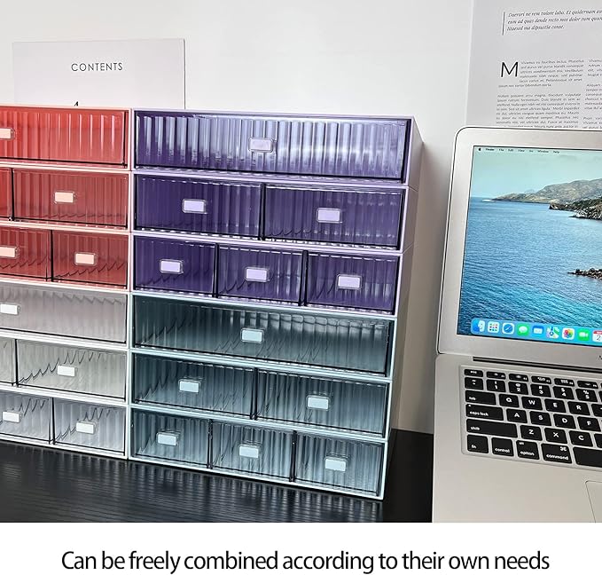 Desk Drawer Organizer, Stackable Office Supplies Storage Drawer, Plastic Desk Organizer For Stationery (Blue, 1 Compartment)