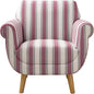 VANOMi Mid-Century Accent Chair with Stripe Pattern, Modern Linen Fabric Armchair with Wood Legs, Club Chair for Living Room, Comfy Upholstered Side Chairs for Bedroom, Reading, Small Place (Red)