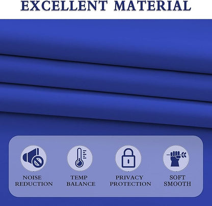 DONREN 90 Inch Curtains Blackout Thermal Insulated Rod Pocket Curtain Panels for Living Room (52 W x 90 L,2 Panels,Royal Blue)