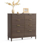 LINSY Fluted Dresser for Bedroom with 8 Drawers, Mid Century Modern Chest of Drawers with Gold Metal Handles, Wide Boho Wood Dressers, Large Farmhouse Storage Cabinet for Bedroom, Living Room, Walnut