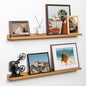 Fun Memories Picture Ledge Shelf, 36 Inch Floating Shelves Set of 2, Nursery Book Shelves for Toys Storage, Kids Bookshelf Wall Mounted for Wall Decor Books Photo Frames, Oak