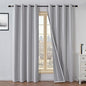 100% Blackout Curtains 90 Inch Length 2 Panels Set, Black Out Curtains for Living Room, Greyish White Thermal Insulated Grommet Drapes Bedroom Luxury Decor Privacy(37W × 90L inch, Greyish White)
