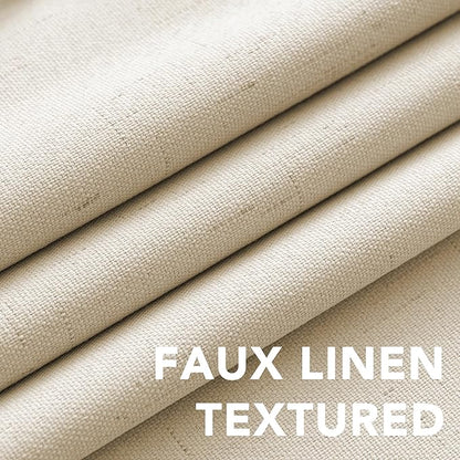 H.VERSAILTEX 100% Blackout Curtains for Bedroom Thermal Insulated Linen Textured Curtains Heat and Full Light Blocking Drapes Living Room Curtains 2 Panel Sets, Bleached Sand, 52x108 Inch