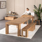 Transformer Table - Solid Wood Extendable Dining Table, Seats 2-12, Extendable Dining Room Table, Space-Saving Furniture, Expandable Dining Furniture (Natural, Table + Bench + Coffee Table)