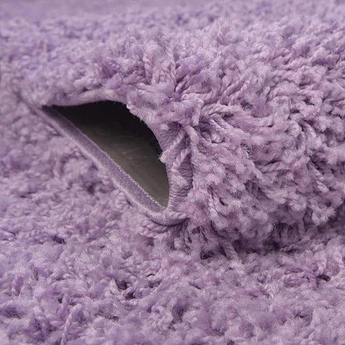 Unique Loom Solid Shag Collection Area Rug (3' 3" x 5' 3" Oval, Lilac)