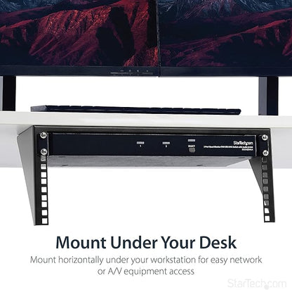 StarTech.com 4U Wall Mount Patch Panel Bracket - 19 inch Steel Vertical Mounting Rack for Network and Data Equipment, TAA (RK419WALLV)
