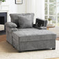 SUNWAVE 58" Chaise Lounge Chair with Ottoman, Chenille Fabric Sofa Bed, Accent Chair with Cupholders & USB Charging Ports for Living Room, Bedroom, Apartment (1 Chaise Misty Gray)