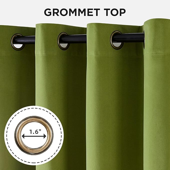 Joydeco Moss Green 100% Blackout Curtains 84 Inch 2 Panels, Luxury Thermal Green Velvet Curtains for Bedroom Living Room, Soundproof Blackout Window Drapes, Grommet Top (52W x 84L)