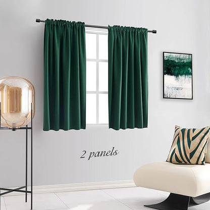 DONREN 48 Inch Curtains Emerald Green Blackout Curtains - All Season Thermal Insulated Rod Pocket Curtain Panels for Kids Room (2 Panels,52 W by 48 inches Long)