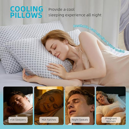 SAPHREAS Cooling Bed Pillows Queen for Sleeping, Luxury Hotel Shredded Memory Foam Pillows for Side Back Stomach Sleepers, Cool Firm Pillow for Neck Support