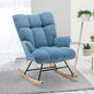 Rocking Chair Nursery Teddy Upholstered Glider Rocker Rocking Accent Chair Padded Seat with High Backrest Armchair Comfy Side Chair for Living Room Bedroom Offices (LightBlue Teddy)