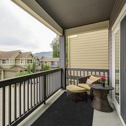 Ottomanson 2'7" x 32' Hallway Runner with Scraper Pile - Extra Durable Non-Slip Rug Mat for Indoor & Outdoor Use - Ideal for Kitchen, Entryway & Garage - High-Traffic Carpet, Black