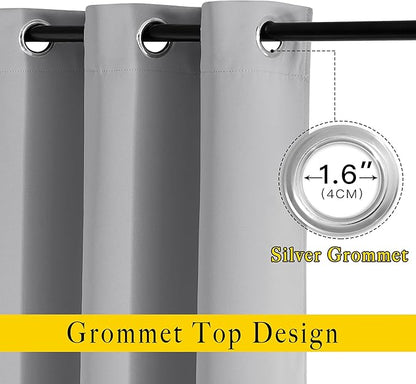 NICETOWN Light Reducing Grommet Curtains - Triple Woven Textured Soft Curtain Panels for Living Room Window Treatment Drapes for Sliding Door (W80 x L108, Silver Grey, 2 Pieces)