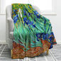 Jekeno Irises Floral Blanket Flower Gifts for Women Kids Girls Home Bedroom Birthday Christmas Flowers Floral Decor Soft Cozy Lightweight Throw Blankets 60"x80"