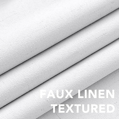 H.VERSAILTEX 100% Blackout Curtains for Bedroom Thermal Insulated Linen Textured Curtains Heat and Full Light Blocking Drapes Living Room Curtains 2 Panel Sets, 42x84 - Inch, Pure White