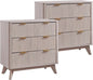 T4TREAM Fluted 3 Drawers Nightstand Set of 2, Oversized Extra Large Modern Side Table, End Table Bedside for Bedroom, Living Room, Curved Profile Design, White Alder