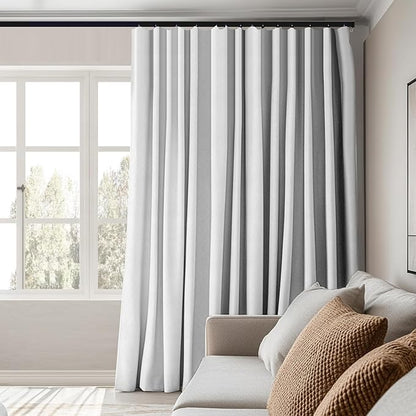 Room Divider Curtains Total Blackout Privacy Curtain Panel Room Thermal Insulated Noise Reduction Curtains for Bedroom Window Living Room Ceiling Track Curtain W 12.5 ft × H 9 ft White