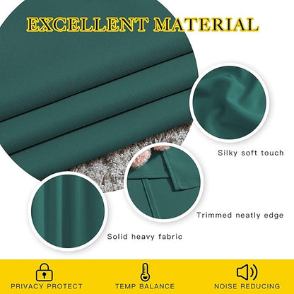 NICETOWN Blackout Curtains for Bedroom - Thermal Insulated Solid Grommet Room Darkening Curtains/Panels/Drape for Bedroom(Hunter Green, 2 Panels, 46 x 90Inch)