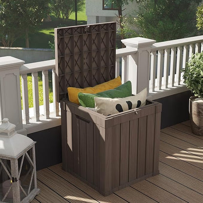 50 Gallon Deck Box Plus,Outdoor Storage Box Lockable,Waterproof for Patio Furniture, Garden Tools, Pool Accessories, Package Delivery Boxes For Outside, Greige