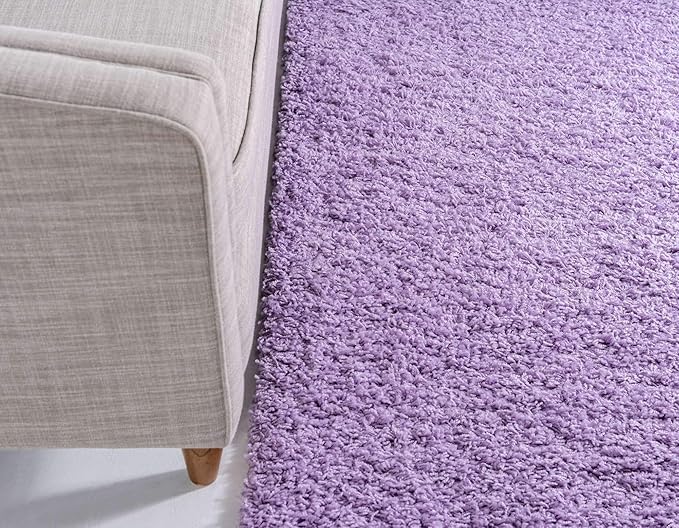 Unique Loom Solid Shag Collection Area Rug (9' x 12' 2" Rectangle Lilac)