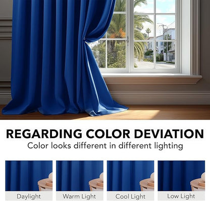 Deconovo Blackout Curtains for Kitchen Window Back Tab and Rod Pocket Curtains Room Darkening Curtains 52Wx45L Inch Royal Blue 2 Panels