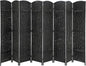 Room Divider 8 Panel Folding Privacy Divider 6 Ft Indoor Wall Divider Portable Partition Wood Screen, Black