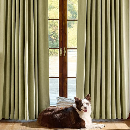 jinchan Chenille Blackout Curtains 84 Inches Long 2 Panels Sage Green Thermal Insulated Curtains for Living Room Bedroom Back Tab Curtains Full Privacy Triple Weave Noise Reducing Drapes 50x84 Inch