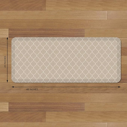 GelPro Anti-Fatigue Designer Comfort Kitchen Floor Mat, 20x48, Trellis Khaki Stain Resistant Surface with 3/4” Thick Ergo-Foam Core for Health and Wellness
