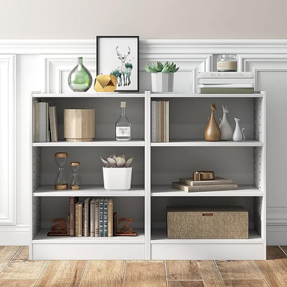 LOKO 3-Tier Open Bookcase, Modern 3-Cube Bookshelf with 18-Position Adjustable Shelves & Anti-toppling Devices, Multipurpose Cubical Display Storage Organizer for Living Room Study (1, White)