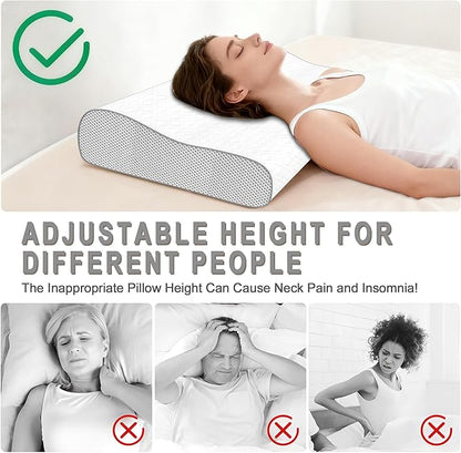 Cervical Pillow for Neck Pain Relief, Memory Foam Pillow, Ergonomic Adjustable Contour Bed Pillow for Side, Back & Stomach Sleepers (2, 22 * 13.7inch)