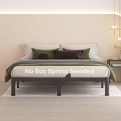 MAF 7 Inch Queen Metal Platform Bed Frame with Round Corner Legs, 3000 LBS Heavy Duty Steel Slats Support, Noise Free, No Box Spring Needed, Easy Assembly