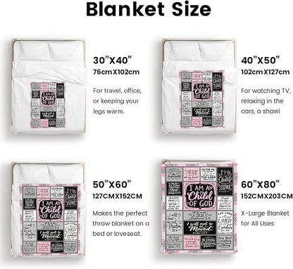 Christian Gift for Women, Inspirational Throw Blanket for Couch, Soft Lightweight Flannel Blanket, 30"x 40" Thoughts and Prayers Blankets for Bedroom Sofa Living Room Decoration