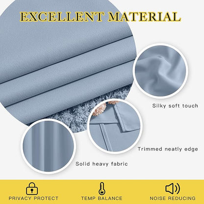 NICETOWN Vintage Blue Blackout Curtains for Living Room 84 inches Long - Thermal Insulated Grommet Room Darkening Window Treatments Sound Reducing Drapes for Bedroom, 2 Panels, W52 x L84