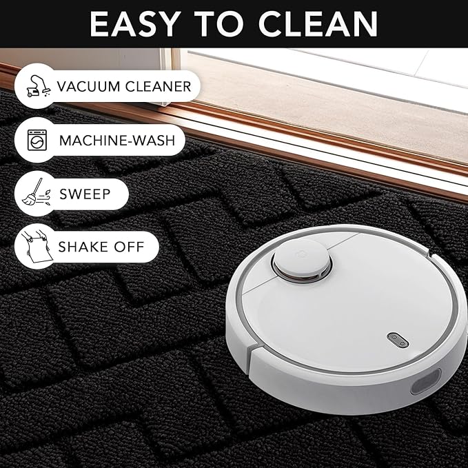 hicorfe Front Door Mat Outside Entrance,32"x40" Absorbent Muddy Dirt Resist Welcome Door Mats Outdoor Indoor,Stain and Fade Resistant,Non Slip Backing Entry Mat Doormat for Entryway(Black)