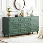 9 Drawer Fluted Dresser for Bedroom, Mid Century Modern Chest of Drawers, Wood Storage Small Dresser Organizer for Bedroom Living Room Hallway Closet, Green