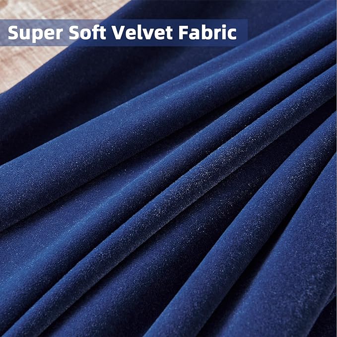 Joydeco Customized Velvet Curtains - Luxury Thermal Insulated Olive Royal Blue, Bedroom & Living Room, Rod Pocket, 1 Panel, Custom Size