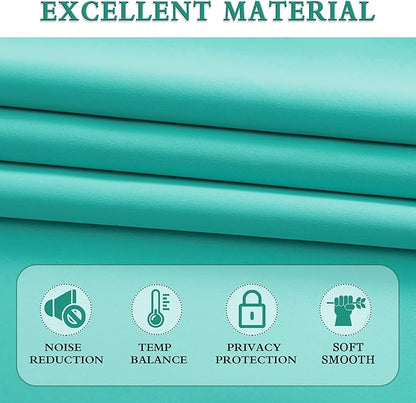 DONREN Black Out Window Curtains for Living Room - 90 Inch Room Darkening Thermal Insulated Rod Pocket Curtain Panels (Turquoise,1 Pair)