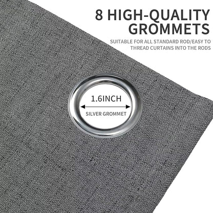 Joydeco Custom Dark Grey Textured Total Blackout Curtain for Bedroom and Living Room. Grommet Textured Thermal Insulated Room Darkening Curtain 1 Panel (Custom Size and Color)