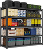 Storage Shelves, Garage Metal Shelving Unit, Adjustable, Double-Layer Column with Reinforced Ribs, Heavy-Duty, Capable of Bearing 600-3600 lbs (Balck, 47''W*24''D*77''H, 5-Tier)