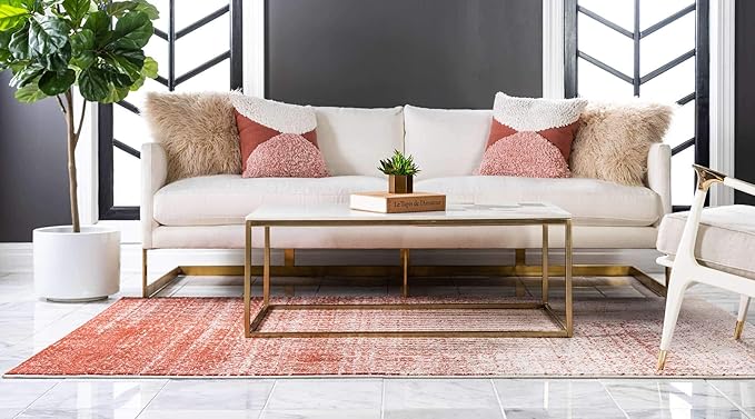 Unique Loom Del Mar Collection Area Rug - Jennifer (10' 6" x 16' 5" Rectangle, Red/ Beige)