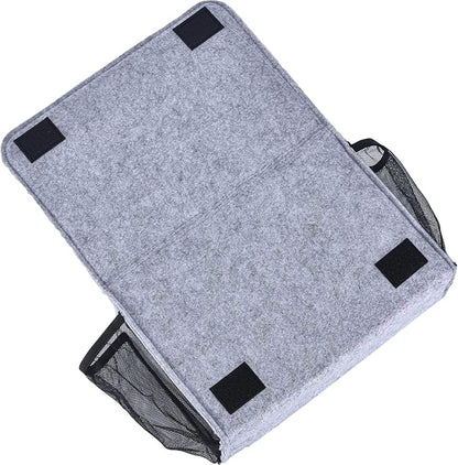 Bedside Caddy, Large Size Bedside Storage Organizer Bedside Organizer Caddy for Magazine Remotes Phone (13.4'' x 18.1'' Plus Size, Light Grey)