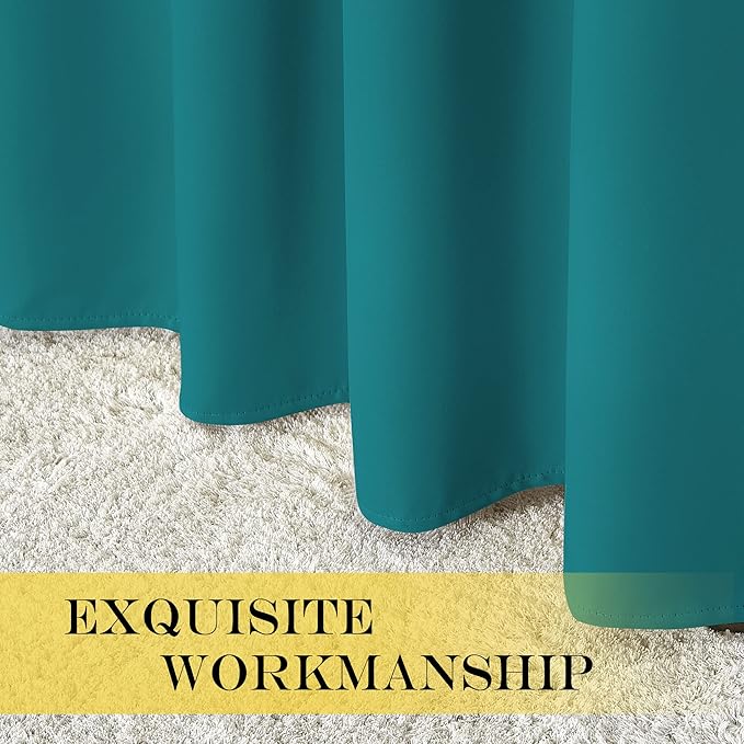 NICETOWN Blackout Doorway Curtain & Drape 84 inches Length - Light & Sound Blocking Thermal Curtain Solid Grommet Window Drape for Living Room (Peacock Teal, 1 Piece, W66 x L84)