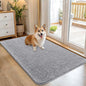 OLANLY Dog Door Mat for Muddy Paws 45x27, Absorbs Moisture and Dirt, Absorbent Non-Slip Washable Doormat, Quick Dry Chenille Mud Mat for Dogs, Entry Indoor Entryway Carpet for Inside Floor, Light Grey