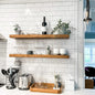 URBANDI, Rustic Floating Shelves, Set of 2, Hidden Bracket, Solid Wood, Heavy Duty, Wall Mounted Shelves, (Brown, 12Wx12D)