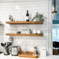 URBANDI, Rustic Floating Shelves, Set of 2, Hidden Bracket, Solid Wood, Heavy Duty, Wall Mounted Shelves, (Brown, 24Wx12D)