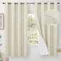 60 Inch Wide Linen Blackout Curtains for Bedroom 63 Inch Length 2 Panels, Total Black Out Thermal Insulated Energy Efficiency Grommet Boho Window Drapes White Liner for Modern Farmhouse, Natural