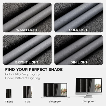 Joydeco Blackout Curtains 108 Inches Long 2 Panels Burg, Room Darkening Curtains for Bedroom, 100% Black Out Textured Thermal Drapes Privacy Protection 2 Panels Set(W52 x L108 Inch, Charcoal Grey)
