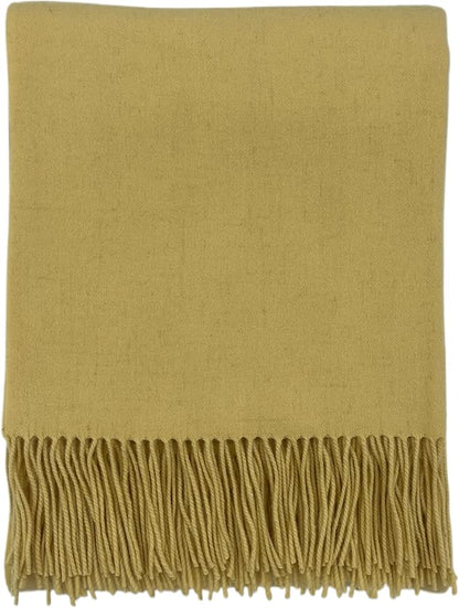 Alashan Cashmere Blend Ripple Finish Woven Throw (Lemon Sun)